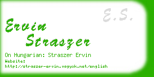 ervin straszer business card